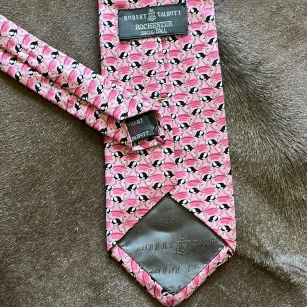 Robert Talbott Rochester Big and Tall Silk Tie Flamingos